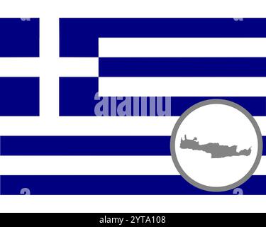 Flagge und Karte von Crete Stockfoto