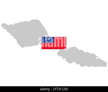 Flagge und Karte von Samoa Stockfoto