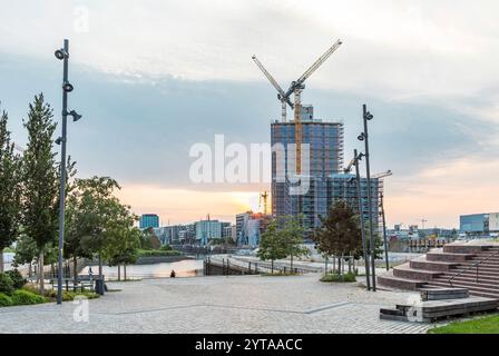 Neues Wohnviertel in Hamburg im Baakenhafen Stockfoto