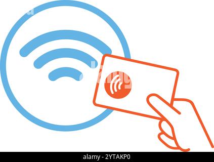 Kontaktlos kabelloses NFC Pay. Kreditkarten-nfc-Zahlungsvektorkonzept. Stock Vektor