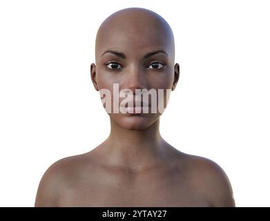 Computerillustration von Gesicht und Hals einer jungen Frau. Stockfoto