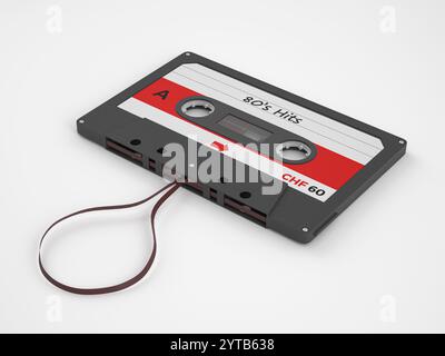 Kassettenband 80 schlägt auf weißem Hintergrund. 3D-Abbildung. Stockfoto