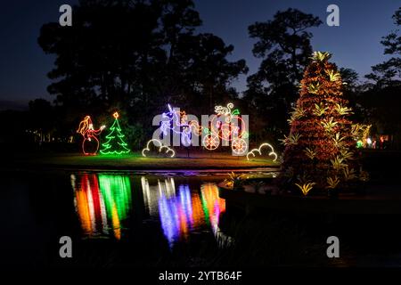 Weihnachtsbeleuchtung. Botanische Gärten Von Port St. Lucie. Port St. Lucie, Florida, USA Stockfoto