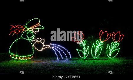 Weihnachtsbeleuchtung. Botanische Gärten Von Port St. Lucie. Port St. Lucie, Florida, USA Stockfoto