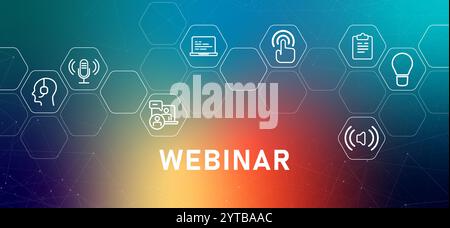 Webinar Online-Seminare Kurs e-Learning Schulung Schulung in Schulunternehmen Business Conference Stock Vektor