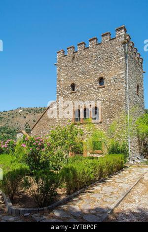 Das Schloss Butrint aus dem 15. Jahrhundert im Archaeological Park Butrint, im Butrint National Park, Südalbanien. Ein UNESCO-Weltkulturerbe. Stockfoto