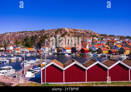 Malerisches Fjällbacka, Bohuslän, Schweden Malerische Ansicht von Fjällbacka in Bohuslän, Västra Götalands län, Schweden. Stockfoto