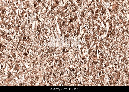 Die Textur der zerknitterten Folie in der Farbe 2025 besteht aus Mokkahusse Stockfoto