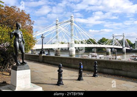 Albert-Brücke von Damm, Chelsea, Royal Borough of Kensington und Chelsea, größere London, England, Vereinigtes Königreich Stockfoto