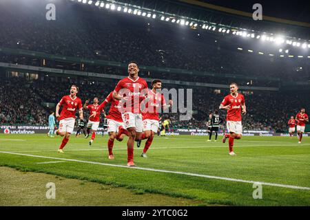 Vinicius Lopes feiert, nachdem er beim Spiel der Liga Portugal zwischen den Teams von Sporting CP und CD Santa Clara im Estadio Jose Alvalade (Mac Stockfoto