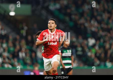 Vinicius Lopes feiert, nachdem er beim Spiel der Liga Portugal zwischen den Teams von Sporting CP und CD Santa Clara im Estadio Jose Alvalade (Mac Stockfoto