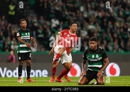 Vinicius Lopes feiert, nachdem er beim Spiel der Liga Portugal zwischen den Teams von Sporting CP und CD Santa Clara im Estadio Jose Alvalade (Mac Stockfoto