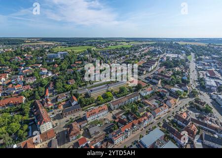 Die mittelfränkische Bezirkshauptstadt Ansbach an der Fränkischen Rezat von oben Blick auf die sehenswerten Stadt Ansbach in Mittelfranken im Somm Ansb Stockfoto