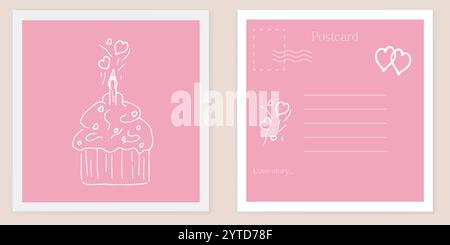 Postkartendesign für Liebhaber, Geburtstag, Muttertag, bearbeitbare Vorlage. Eine ästhetische Grußkarte. Stock Vektor