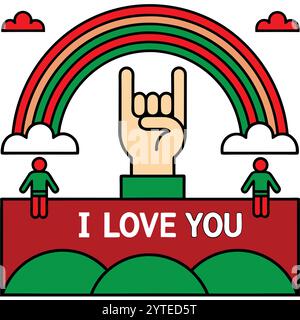 Handmade American Sign Language I Love You Sign Vector Illustration Stock Vektor