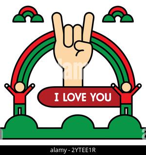 Handmade American Sign Language I Love You Sign Vector Illustration Stock Vektor