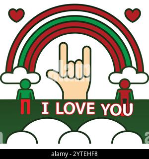 Handmade American Sign Language I Love You Sign Vector Illustration Stock Vektor