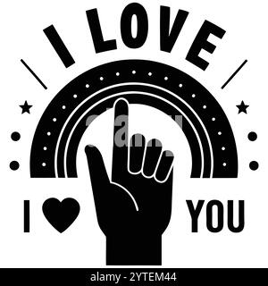 Handmade American Sign Language I Love You Sign Vector Illustration Stock Vektor