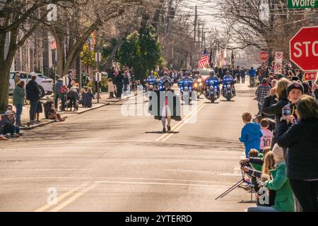 Alexandria, Virginia, USA. Beginn der Parade zu Ehren des Geburtstags von George Washington. Stockfoto