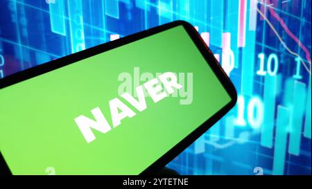 Konskie, Polen – 03. Dezember 2024: Firmenlogo von Naver auf dem Mobiltelefon Stockfoto