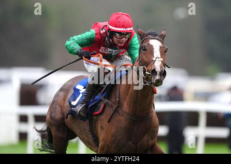 Henri ist der zweite, der von Jockey Freddie Gingell auf dem Weg zum Sieg des Pertemps Network Handicap beim Betfair Tingle Creek Saturday auf der Rennbahn Sandown Park, Esher, gefahren wurde. Bilddatum: Samstag, 7. Dezember 2024. Stockfoto