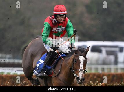 Sandown, Großbritannien. Dezember 2024. Henri, der zweite von Freddie Gingell, macht einen Fehler, bevor er 1,15 das Pertemps Network Handicap Hürdenrennen im Sandown Park gewann, Esher Picture von Paul Blake/Alamy Sports News Stockfoto