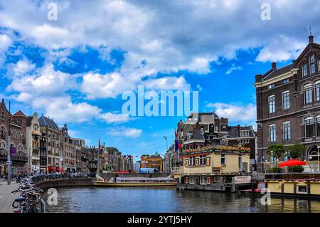 Amsterdam Schätze: Rokin Canal und Rondvaart Kooij direkt neben dem Damplein 22. Juli 2009 Stockfoto