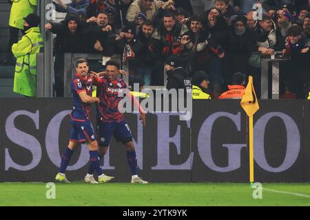 Turin, Italien. Dezember 2024. Dan Ndoye (Bologna FC) feiert während des Spiels Juventus FC gegen Bologna FC, italienische Fußball Serie A in Turin, Italien, 07. Dezember 2024 Credit: Independent Photo Agency/Alamy Live News Stockfoto