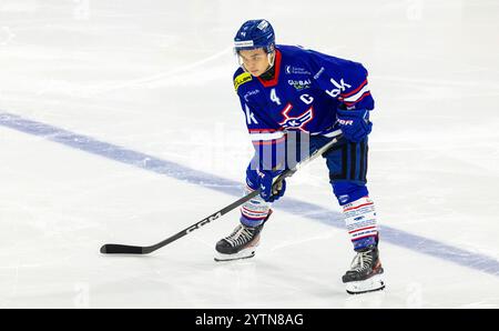 Kloten, Schweiz, 24. November 2024: #4 David Lekic, Verteidiger EHC Kloten U20-Elit Team. (Foto: Andreas Haas/dieBildmanufaktur) Stockfoto