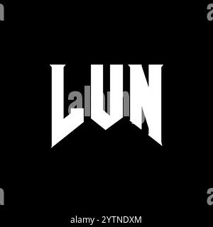 LUN-Letter-Logo für Technologieunternehmen. LUN-Logo-Design in Schwarz-weiß-Farbkombination. LUN-Logo, LUN-Vektor, LUN-Design, LUN-Symbol, LUN-Alph Stock Vektor