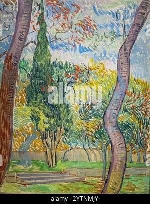 Van Gogh Trees in the Garden of the Asylum, 1889; Vincent Van Gogh-Gemälde, Ölgemälde aus dem 19. Jahrhundert, Van Gogh-Gemälde nach dem Impressionismus Stockfoto