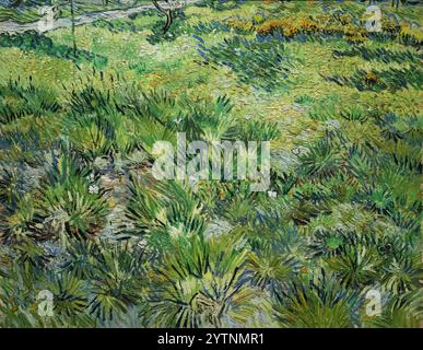 Van Gogh Long Grass mit Schmetterlingen, 1890. Vincent Van Gogh Malerei; Post-Impressionismus-Gemälde aus den 1800er Jahren Stockfoto