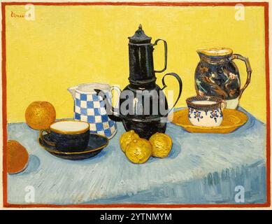 Vincent Van Gogh 'Stillleben mit Kaffeekanne' 1888, Van Gogh malte Ölgemälde aus dem 19. Jahrhundert. Stockfoto