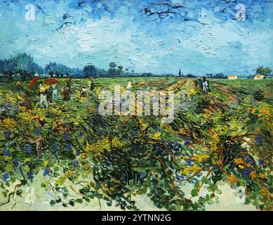 Van Gogh The Green Vineyard, 1888, Vincent Van Gogh malte Landschaft; postimpressionistische Gemälde aus dem 19. Jahrhundert Stockfoto