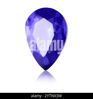 Ein violett blau glänzender Edelstein isoliert auf weiß Stockfoto