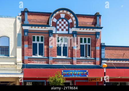 Denkmalgeschützte Gebäudefassade, King Street, Temuka, South Canterbury, Canterbury, Südinsel, Neuseeland Stockfoto