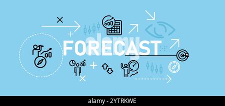 Prognosen für zukünftige Marktanalysen Unternehmensgeschäftsprognose Wachstum Web-Header-Illustrationskonzept mit flachem Symbol Stock Vektor