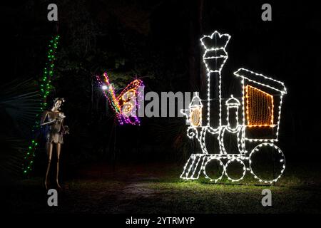 Weihnachtsbeleuchtung. Botanische Gärten Von Port St. Lucie. Port St. Lucie, Florida, USA Stockfoto