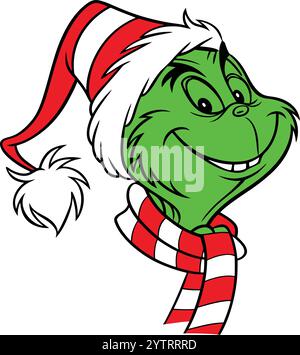 Grinch Christmas Emoji lustiges Gesicht Stock Vektor
