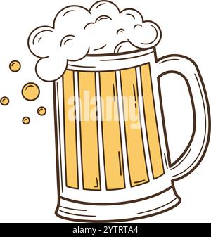 Glas Bier auf weißem Hintergrund Stock Vektor