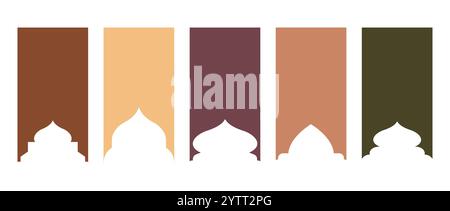 Formen Sie Islamische Fenster. Arabische Architektur. Ramadan kareem Rahmen. Marokkanische Tore. Traditionelle Vektor-Illustration im orientalischen Stil Stock Vektor