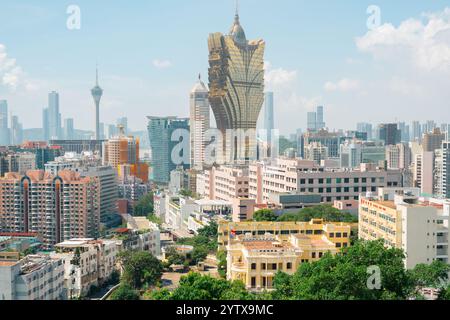 Macau - 20. September 2024 : Panoramablick auf die Stadt Macau von der Festung Guia Stockfoto