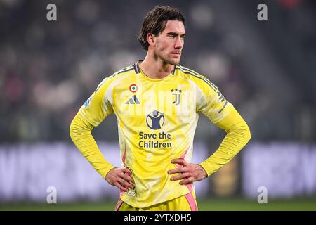 Turin, Italien, Italien. Dezember 2024. Dusan VLAHOVIC von Juventus während des Spiels der Serie A zwischen Juventus FC und Bologna FC im Allianz Stadium am 7. Dezember 2024 in Turin. (Kreditbild: © Matthieu Mirville/ZUMA Press Wire) NUR REDAKTIONELLE VERWENDUNG! Nicht für kommerzielle ZWECKE! Quelle: ZUMA Press, Inc./Alamy Live News Stockfoto