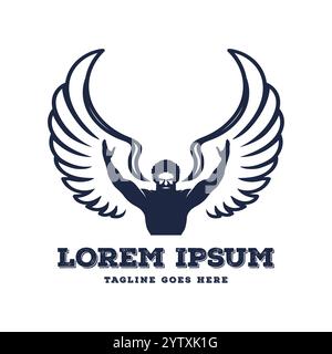 Alter Senior Mann Männlich Männlich Ausgebreitet Arm Flügel Gott Philosopher Logo Design Vektor Stock Vektor