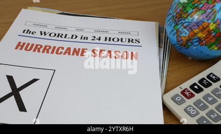Hurricane Season News Letter Platz für Text Teil einer Serie. Stockfoto