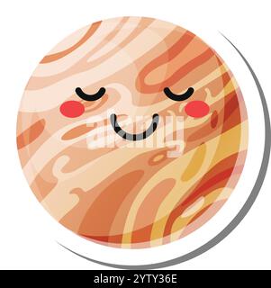 Die Cartoon-Figur des Jupiter-Planeten schläft friedlich mit geschlossenen Augen und einem fröhlichen Lächeln und bietet eine lustige und fesselnde Illustration für die Astronomie-Erziehung von Kindern, isoliert auf weißem Hintergrund Stock Vektor