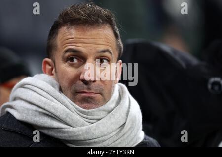 Turin, Italien. Dezember 2024. Der ehemalige Spieler Alessandro Del Piero sieht am 7. Dezember 2024 im Allianz Stadion in Turin, Italien, beim Spiel der Serie A zwischen Juventus FC und Bologna FC an. Quelle: Marco Canoniero/Alamy Live News Stockfoto