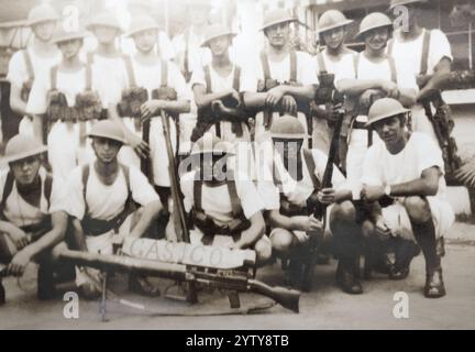 Eine Landungsgruppe von der HMS Apollo während des Dienstes auf den Westindischen Inseln, Mitte der 1930er Jahre Stockfoto