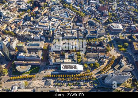 Luftaufnahme, Blick ins Stadtzentrum, Bahnhofsvorplatz und Petrikirche, Deutsches Fußballmuseum und Harenberg City-Center, Westenhellweg mit This-Galerie A Stockfoto