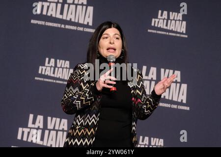 Roma, Italien. Dezember 2024. Chiara Colosimo in occasione di &#x2018;Atreju 2024 - La Via italiana“, politica e Villaggio di Natale di Fratelli d'Italia FDI A Roma Domenica 08 Dicembre 2024 (Foto Mauro Scrobogna/LaPresse) Chiara Colosimo anlässlich von &#x2018;Atreju 2024 - der italienische Weg', Politik und das Weihnachtsdorf der Brüder Italiens FDI am Sonntag, 08. Dezember 2024 in Rom. (Foto: Mauro Scrobogna/LaPresse) Credit: LaPresse/Alamy Live News Stockfoto